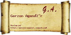 Gerzon Agenór névjegykártya
